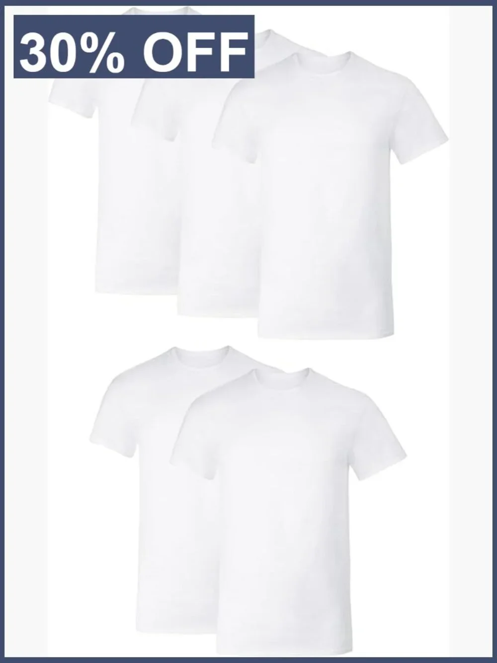 5 Pack Mens Undershirts Crew Neck V-Neck Stretch Cotton Wicking Tees